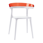 Крісло Papatya Luna біле сидіння, верх прозоро-червоний