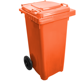 Бак для мусора на колесах с ручкой 120 л оранжевый