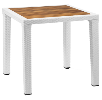 Стіл Tilia Antares 80x80 см стільниця ироко, ніжки пластикові біла слонова кістка