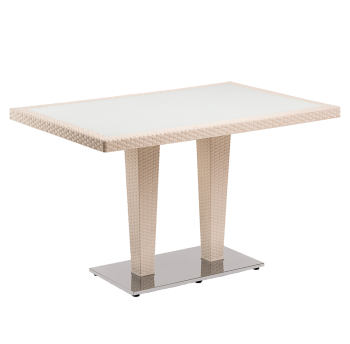 Стол Tilia Antares 80x120 см столешница из стекла, база нержавеющая сталь кремовый