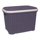 Кошик для білизни під ротанг з кришкою 35 л фіолетовий