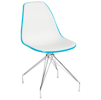 Стул Tilia Eos-X ножки металлические хромированные бирюзовый - белая слоновая кость