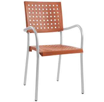 Кресло Papatya Karea оранжевое, база алюминий