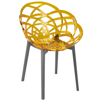 Кресло Papatya Flora прозрачно-желтое сиденье, низ антрацит