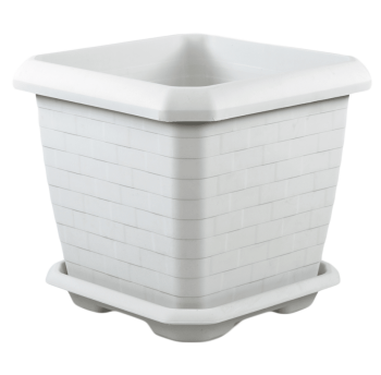 Горщик для квітів з піддоном Hisar 25,5 л білий