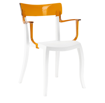 Кресло Papatya Hera-K белое сиденье, верх прозрачно-оранжевый