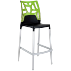 Барный стул Papatya Ego-Rock черное сиденье, верх прозрачно-зеленый