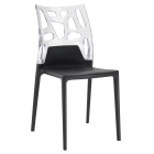Стілець Papatya Ego-Rock чорне сидіння, верх прозоро-чистий