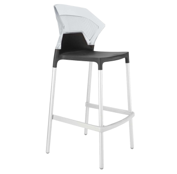 Барний стілець Papatya Ego-S антрацит сидіння, верх прозоро-чистий