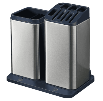 Органайзер для ножей и кухонных приборов JAH с УФ-стерилизатором серебряный металлик