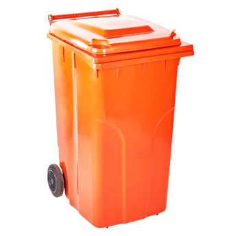 Бак для мусора на колесах с ручкой 240 л оранжевый