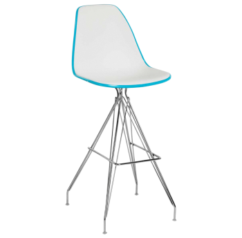Стул барный Tilia Eos-X ножки металлические хромированные бирюзовый - белая слоновая кость