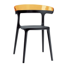 Кресло Papatya Luna черное сиденье, верх прозрачно-оранжевый