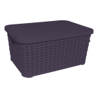 Корзина под ротанг с крышкой 18 л фиолетовая