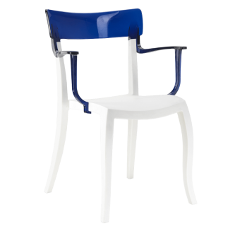 Кресло Papatya Hera-K белое сиденье, верх прозрачно-синий