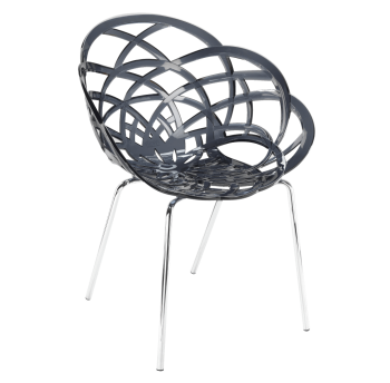 Кресло Papatya Flora-ML прозрачно-дымчатое сиденье, ножки хром