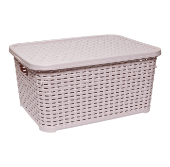 Кошик під ротанг з кришкою 5 л пудровий