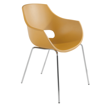 Крісло Papatya Opal матове жовте, база хром