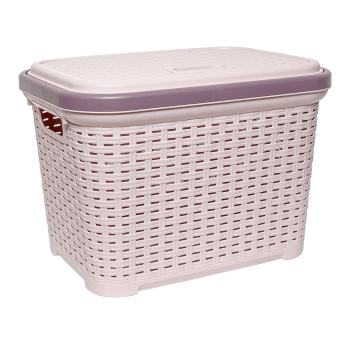 Корзина для белья под ротанг 20 л пудровая