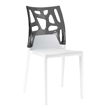 Стілець Papatya Ego-Rock біле сидіння, верх прозоро-димчастий