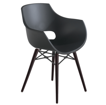 Кресло Papatya Opal-Wox матовый антрацит, рама лакированный бук венге