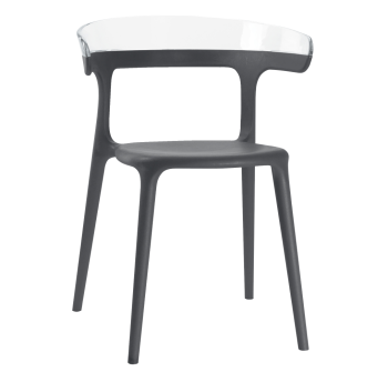 Крісло Papatya Luna антрацит сидіння, верх прозоро-чистий
