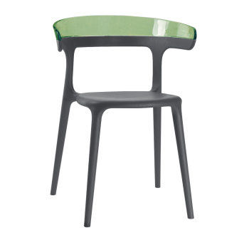 Крісло Papatya Luna антрацит сидіння, верх прозоро-зелений