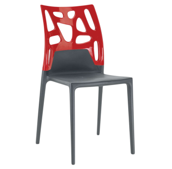 Стул Papatya Ego-Rock антрацит сиденье, верх красный