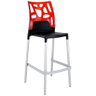 Барный стул Papatya Ego-Rock черное сиденье, верх прозрачно-красный