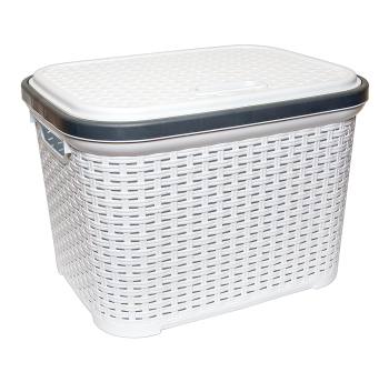 Кошик для білизни під ротанг з кришкою 35 л білий