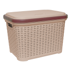 Корзина для белья под ротанг с крышкой 35 л кремовый