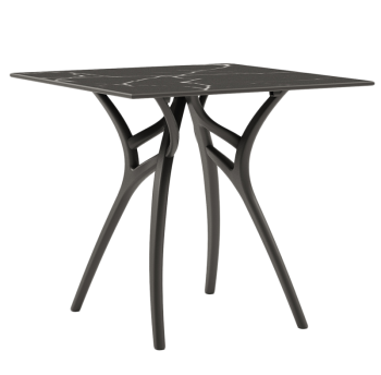 Стіл Tilia Ivy-L 90 х 90 см стільниця чорний мармур ніжки чорні