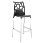 Барний стілець Papatya Ego-Rock антрацит сидіння, верх прозоро-димчастий