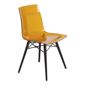 Стілець Papatya X-Treme S Wox прозоро-помаранчевий, ніжки бук венге лак