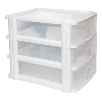Комод-мини три секции А4 прозрачно-белый