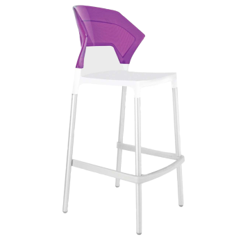 Барный стул Papatya Ego-S белое сиденье, верх прозрачно-пурпурный