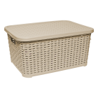 Корзина под ротанг с крышкой 10 л кремовая