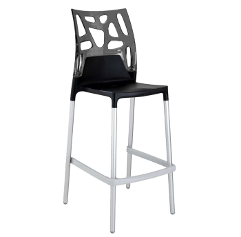 Барный стул Papatya Ego-Rock черное сиденье, верх прозрачно-дымчатый