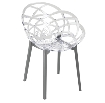 Кресло Papatya Flora прозрачно-чистое сиденье, низ антрацит