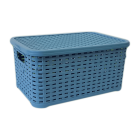 Кошик під ротанг з кришкою 10 л синій