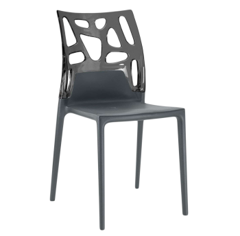 Стул Papatya Ego-Rock антрацит сиденье, верх прозрачно-дымчатый