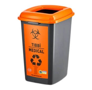 Бак для сортировки мусора 50 л Planet "Медикаменты" антрацитовый-оранжевый