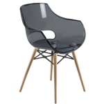 Кресло Papatya Opal-Wox прозрачно-серое, рама натуральный бук