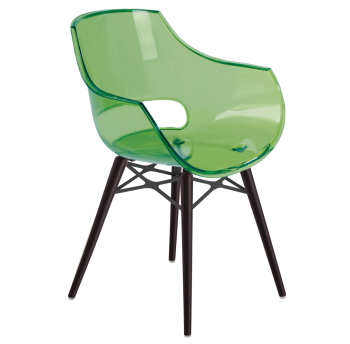Кресло Papatya Opal-Wox прозрачно-зеленое, рама лакированный бук венге