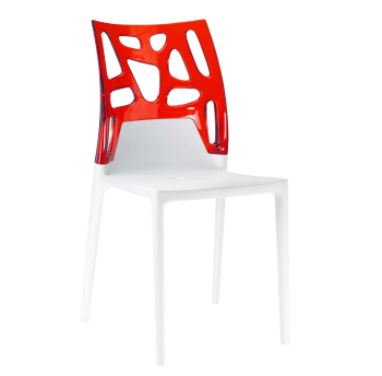 Стул Papatya Ego-Rock белое сиденье, верх прозрачно-красный