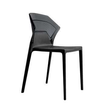 Стілець Papatya Ego-S чорне сидіння, верх прозоро-димчастий