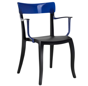 Крісло Papatya Hera-K чорне сидіння, верх прозоро-синій