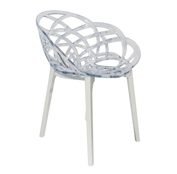 Кресло Papatya Flora прозрачно-чистое сиденье, низ белый