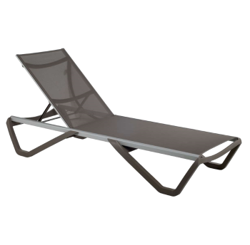 Шезлонг Papatya Wave серо-коричневый 61, сетка-коричневая 50070