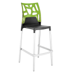 Барный стул Papatya Ego-Rock антрацит сиденье, верх прозрачно-зеленый